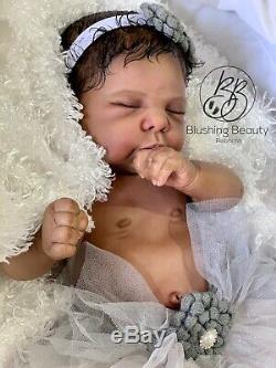 AA ethnic black reborn girl Maria by Linda Murray sleeping reborn doll with belly