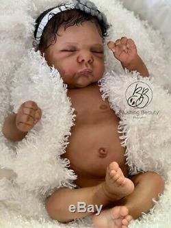 AA ethnic black reborn girl Maria by Linda Murray sleeping reborn doll with belly