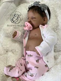 AA ethnic black reborn girl Maria by Linda Murray sleeping reborn doll with belly