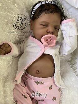 AA ethnic black reborn girl Maria by Linda Murray sleeping reborn doll with belly