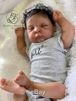 AA ethnic black reborn girl Maria by Linda Murray sleeping reborn doll with belly