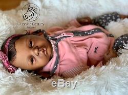 AA ethnic black reborn girl reborn Elodie by Evelina Wosnjuk open eye doll