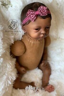 AA ethnic black reborn girl reborn Elodie by Evelina Wosnjuk open eye doll