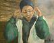 ANDREW TURNER 20th c. African American PA Artist PAINTING Woman in Black Bandana