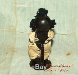 ANTIQUE 30's JAPAN BLACK AMERICANA BISQUE DOUBLE JOINTED 4'' miniature GIRL DOLL