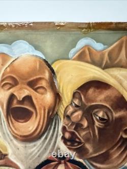 ANTIQUE BLACK FAMILY PORTRAIT HISTORY AFRICAN AMERICAN 1930'S ORIGINAL Painting