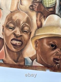 ANTIQUE BLACK FAMILY PORTRAIT HISTORY AFRICAN AMERICAN 1930'S ORIGINAL Painting