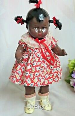 ANTIQUE vintage EFFANBEE BLACK Americana DOLL Patsy FACE 12 composition DRESSED
