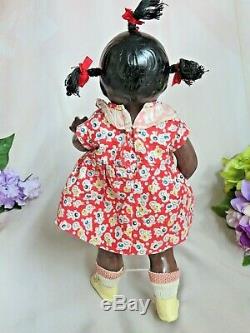 ANTIQUE vintage EFFANBEE BLACK Americana DOLL Patsy FACE 12 composition DRESSED