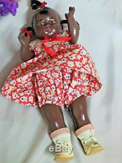 ANTIQUE vintage EFFANBEE BLACK Americana DOLL Patsy FACE 12 composition DRESSED
