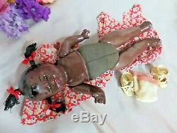 ANTIQUE vintage EFFANBEE BLACK Americana DOLL Patsy FACE 12 composition DRESSED