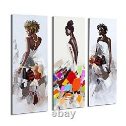 ARTINME Large African American Wall Art Black Women Girls Painting on Canvas
