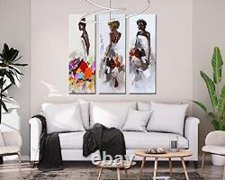 ARTINME Large African American Wall Art Black Women Girls Painting on Canvas