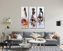 ARTINME Large African American Wall Art Black Women Girls Painting on Canvas