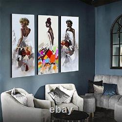 ARTINME Large African American Wall Art Black Women Girls Painting on Canvas