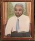 ATQ VTG African American Black Man Portrait Rose Folk Art Pastel Painting Frame