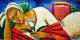A Moment of Pleasure, an African American, Black Art Serigraph by Lashun Beal