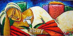 A Moment of Pleasure, an African American, Black Art Serigraph by Lashun Beal