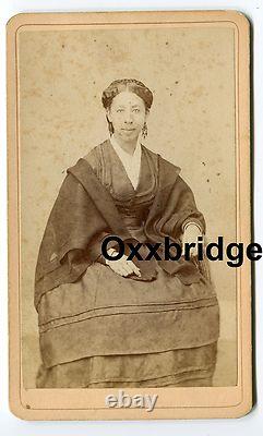 African American 1860 Graceful Black Woman Biracial Mulatto Civil War Era CDV
