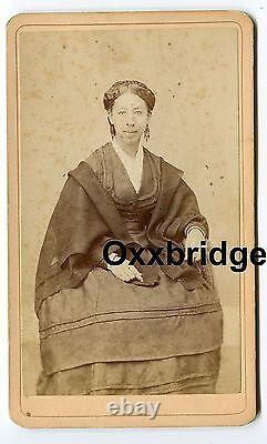 African American 1860 Graceful Black Woman Biracial Mulatto Civil War Era CDV