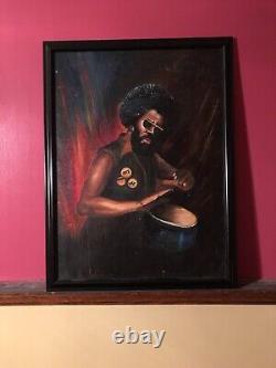 African American 1960's Black Power Peace/Love Theme Oil Painting