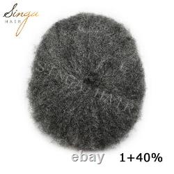 African American Afro Curly Mens Toupee French Lace Hair System for Black Men