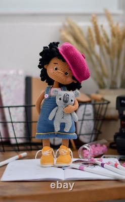 African American Amigurumi Doll Black Doll Crochet Black Baby Doll For Sale
