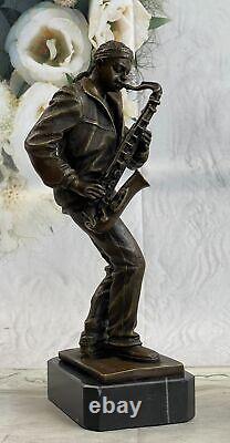 African American Art Black Saxophone Player Musician Bronze Statue Sculpture