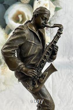 African American Art Black Saxophone Player Musician Bronze Statue Sculpture