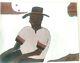 African American Art old Man 11x14 Poster Oil -Brown Black White Country