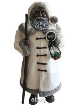 African American Black 34 Santa Christmas Greeter Display Faux Fur