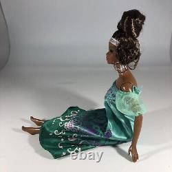 African American Black Barbie Doll Turquoise Shoulderless Dress Glitter Headband