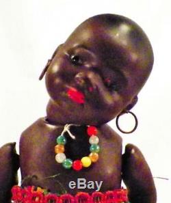 African American Black Bisque Head Doll Ernst Heubach 399 Native Antique