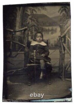 African American Black Child Possibly Blind In Beautiful Scenic Tintype Photo