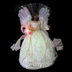 African American Black Christmas Angel Tree Topper / Fiber Optic Lights / Video