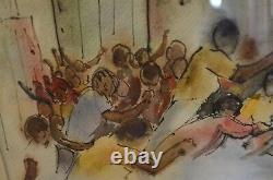 African American Black Civil Rights Original Watercolor Art Painting USA VTG 60s