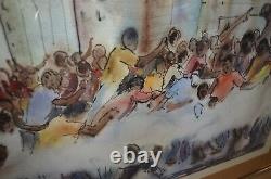 African American Black Civil Rights Original Watercolor Art Painting USA VTG 60s