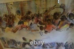 African American Black Civil Rights Original Watercolor Art Painting USA VTG 60s