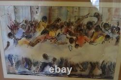 African American Black Civil Rights Original Watercolor Art Painting USA VTG 60s