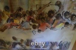 African American Black Civil Rights Original Watercolor Art Painting USA VTG 60s