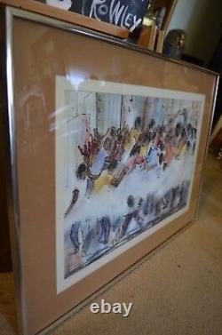 African American Black Civil Rights Original Watercolor Art Painting USA VTG 60s