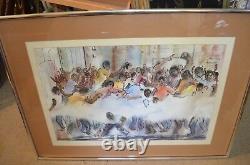 African American Black Civil Rights Original Watercolor Art Painting USA VTG 60s