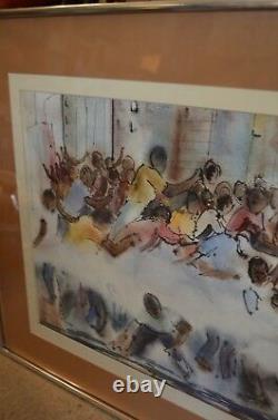 African American Black Civil Rights Original Watercolor Art Painting USA VTG 60s