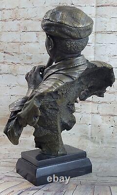 African American Black Clarinet Jazz Musician Bronze Metal Bust Statue Sculpture