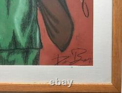 African American Black Doctor Mask Modernist Large Original Oil Pastel Painting