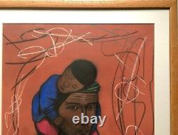 African American Black Doctor Mask Modernist Large Original Oil Pastel Painting