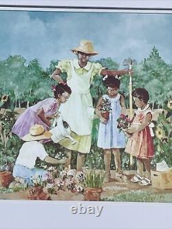 African American Black Folk Art Turnip Greens Garden Granny & Kids OOAK? Blt7j1