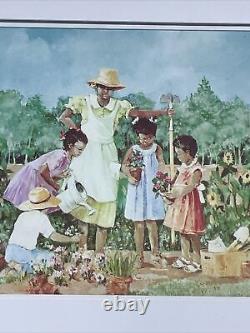 African American Black Folk Art Turnip Greens Garden Granny & Kids OOAK? Blt7j1