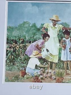 African American Black Folk Art Turnip Greens Garden Granny & Kids OOAK? Blt7j1