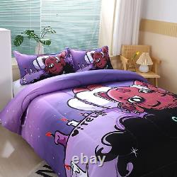 African American Black Girl Comforter Set for Kids and Adults, Twin Size Purple